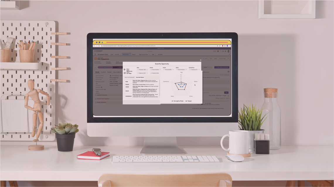computer screen in a modern office showing richardson's opportunity pursuit tool